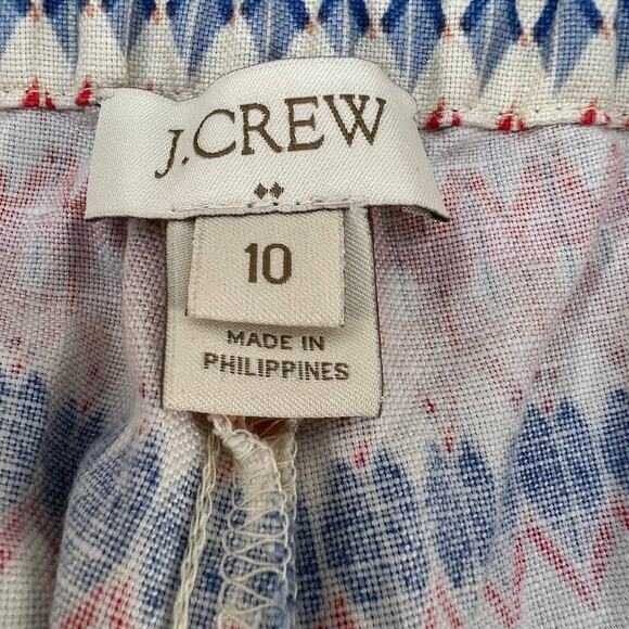 J. Crew Women's Shorts Size 10 Linen Blend Geometric Print Preppy - Picture 9 of 11